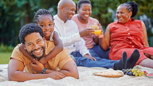 A family enjoying time together outside