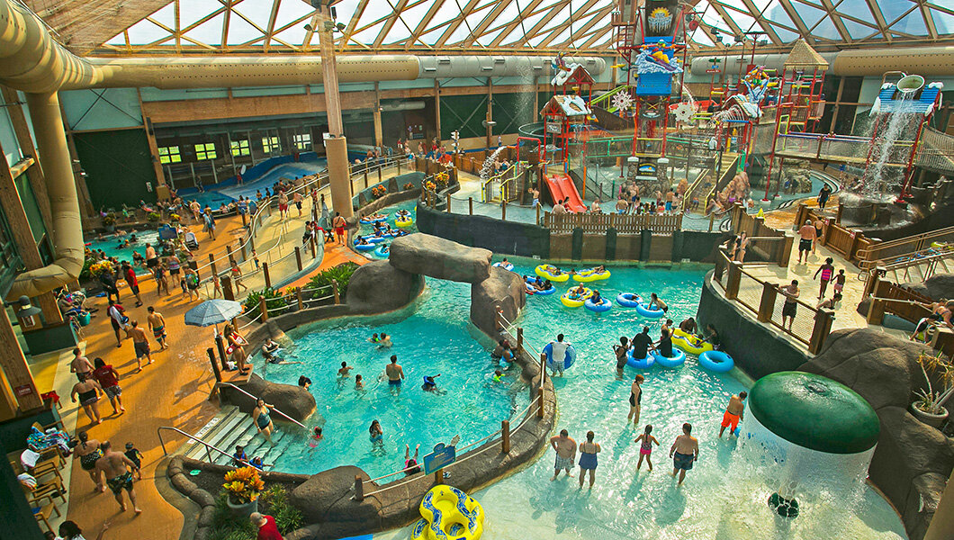 An overlook view of the Massanutten Indoor Waterpark