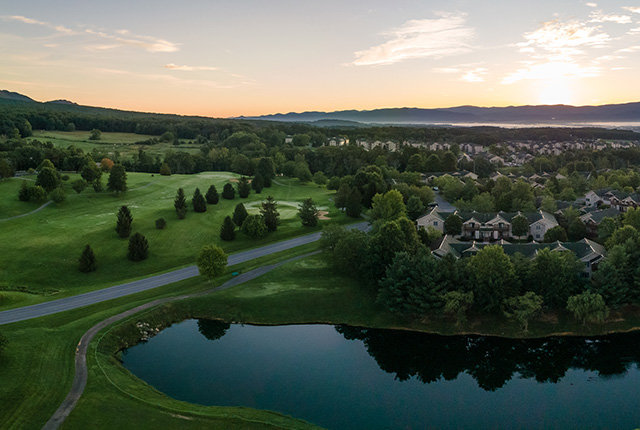 Overview shot of Massanutten Resort, woodstone area